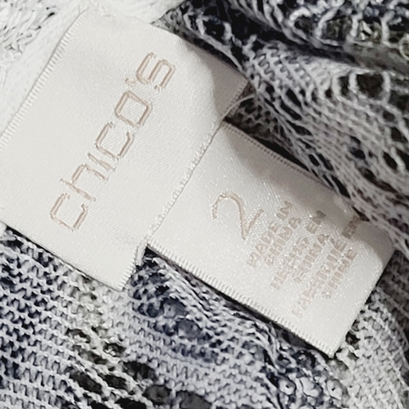 Chico's Felicity Cardigan Floral Lace Open Front Green - Picture 6 of 11